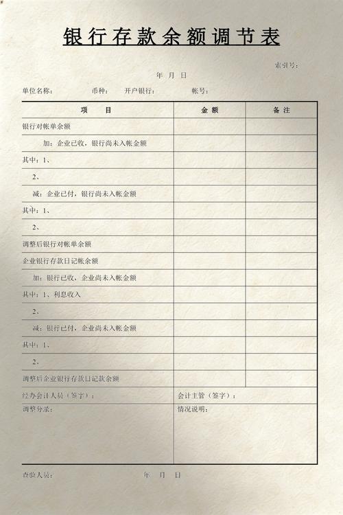 银行余额调节表下载 | 快速对账必备工具