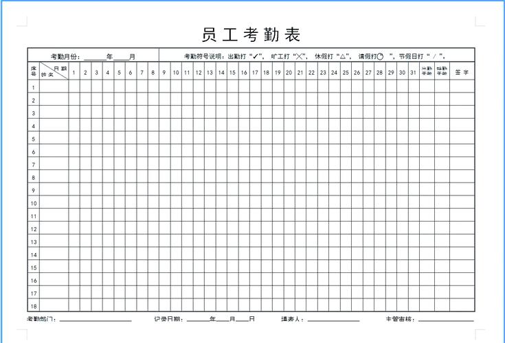 员工考勤表下载-高效管理出勤记录模板
